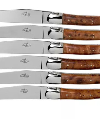 Forge de Laguiole T62MINTHBRI bois de thuya poli coffret de 6 couteaux de table