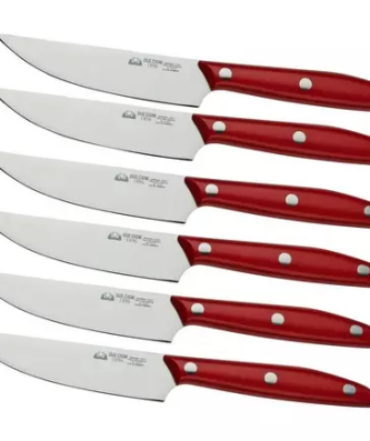 Due Cigni 1896 America 2C1019RSET6, ensemble de 6 couteaux à steak, rouge
