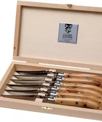 Claude Dozorme Laguiole Coffret 6 couteaux à steak, Genévrier