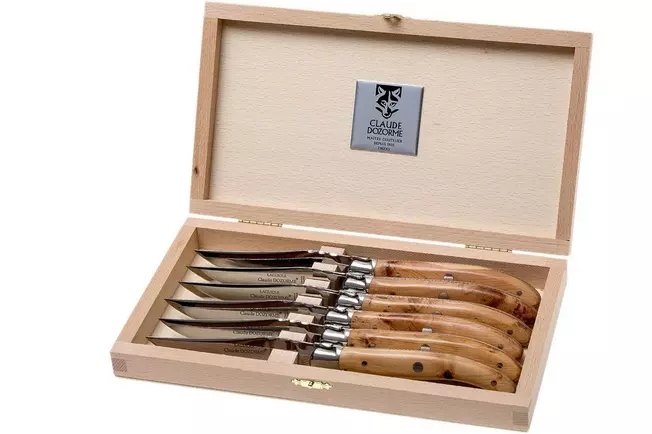 Claude Dozorme Laguiole Coffret 6 couteaux à steak, Genévrier