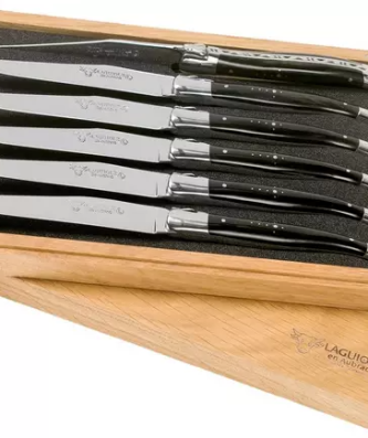 Coffret de couteaux à steak Laguiole en Aubrac 6 pièces corne de buffle