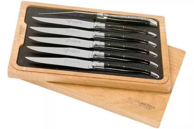 Coffret de couteaux à steak Laguiole en Aubrac 6 pièces corne de buffle