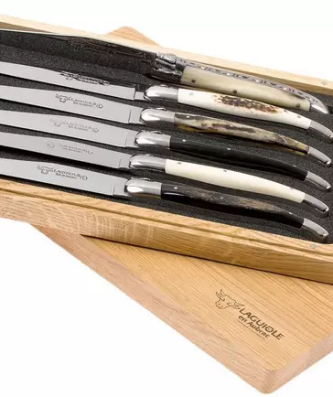 Coffret de couteaux à steak Laguiole en Aubrac 6 pièces corne mixte, 62C99CKI