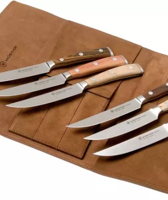 Wüsthof Ikon 1060560601, set de 6 couteaux à steak étui en cuir