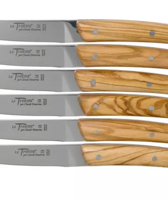 Claude Dozorme Le Thiers set de couteaux à steak 6 pièces, bois d'olivier