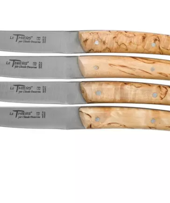 Claude Dozorme Le Thiers set de couteaux à steak 4 pièces, bois de bouleau noir