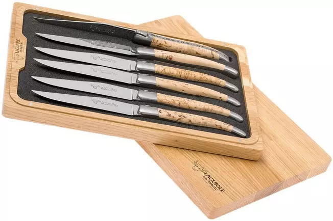 Laguiole en Aubrac set de 6 couteaux à steak, bouleau, 62C99BHIH
