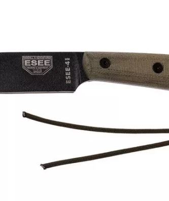 Couteau de bushcraft ESEE Model 4HM Modified Handle, étui en cuir