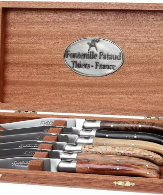 Coffret de couteaux à steak Laguiole en Aubrac 6 pièces bois d'olivier