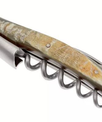 Forge de Laguiole SOM1CASAT, couteau sommelier mat, corne de vache Aubrac