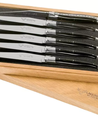 Coffret de couteaux à steak Laguiole en Aubrac 6 pièces corne de buffle