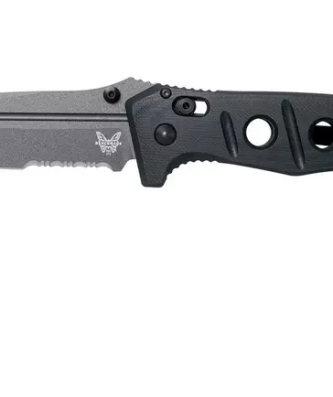 Benchmade 275SGY-1 Sibert Adamas Black G10, Tungsten Grey Couteau de poche dentelé, design Shane Sibert
