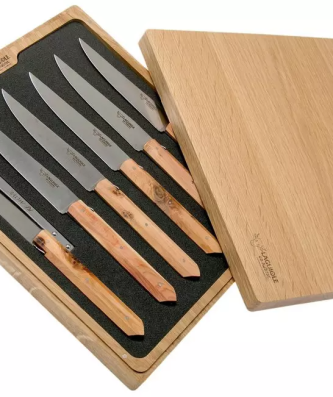Laguiole en Aubrac Re-move set de 6 couteaux steak genévrier