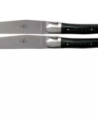 Forge de Laguiole, LAT22MINEB, set de 2 couteaux à steak mat, bois d'ébène