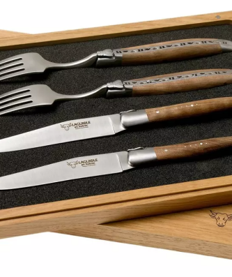 Laguiole en Aubrac CCF99NOIHL ménagère 4 pièces noyer