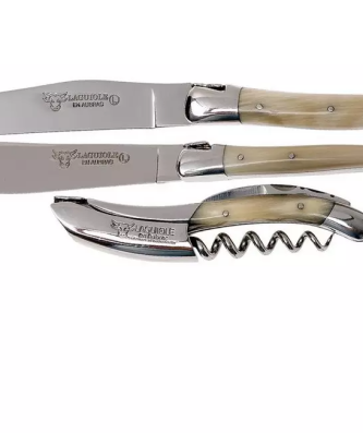 Service vin/fromage Laguiole en Aubrac corne 3 pièces, SFV99PCIH