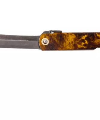 Couteau de poche Higonokami 7,4 cm SPE2, acier SK-carbone, écaille de tortue