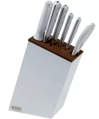 Wüsthof Classic set de couteaux 6 pièces blanc "version couteau à pain" avec bloc de couteaux mince