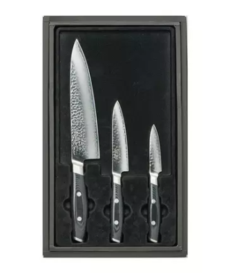 Yaxell Tsuchimon 36754, ensemble de couteaux 3 pièces couteau de chef, couteau utilitaire et couteau à éplucher