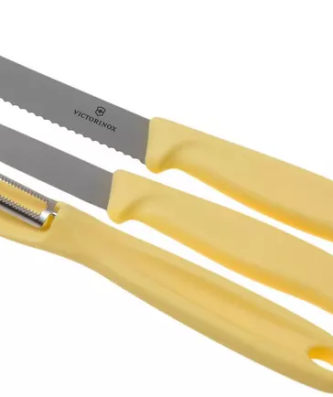 Victorinox SwissClassic 6.7116.31L82 Set de 3 couteaux à légumes, jaune