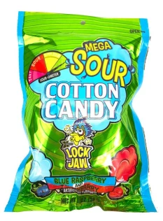 Lock Jaw Mega Sour Cotton Candy Blue Raspberry & Strawberry Flavor