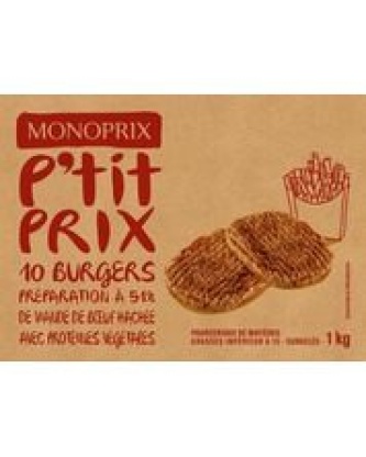 Burgers 51% de viande de boeuf hachée et protéines végétales