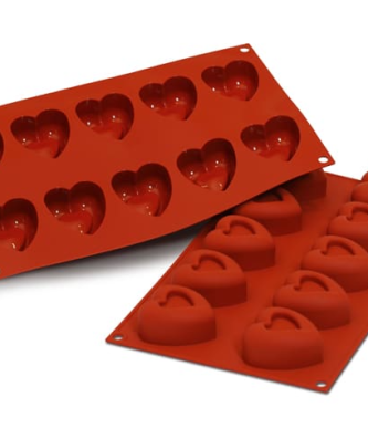Moule silicone 10 savarins cœurs