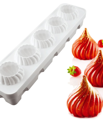 Moule silicone 5 sphères torsadées 3D