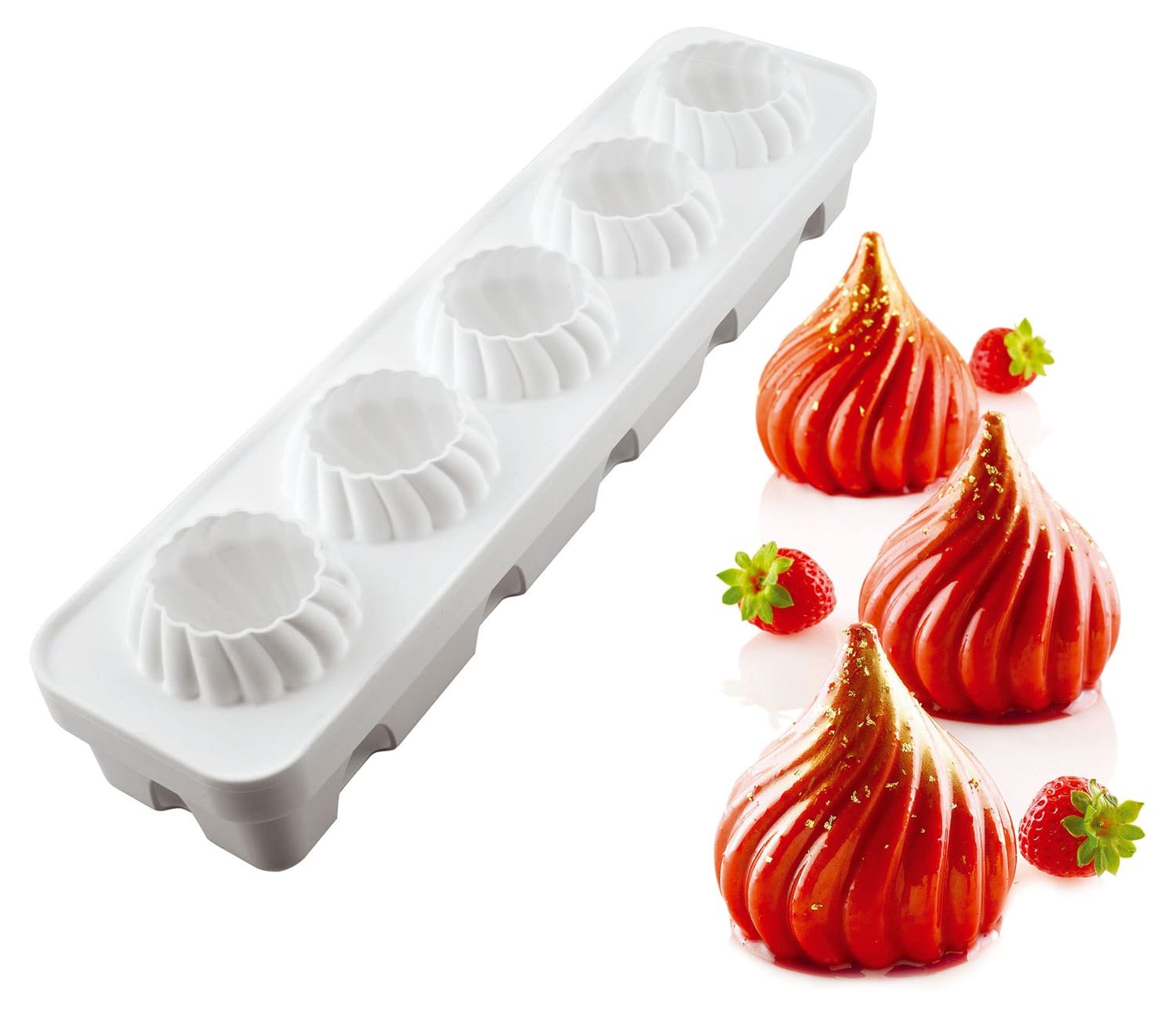 Moule silicone 5 sphères torsadées 3D