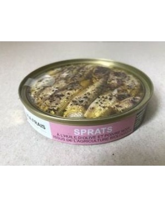 Sprats à l'huile d'olive et poivre noir bio boîte 120g MSC