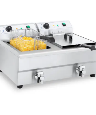 Friteuse double bac - 2 x 16 litres avec robinet de vidange