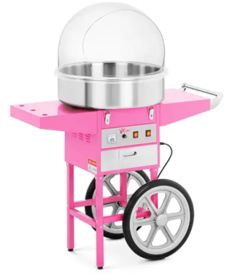 Machine à barbe à papa puissante avec cuve en acier inoxydable et tiroir chauffant - 230 V, 1 200 W