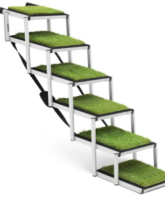 Escalier pour chien - hauteur : 81 cm - 68 kg - 6 marches - gazon artificiel