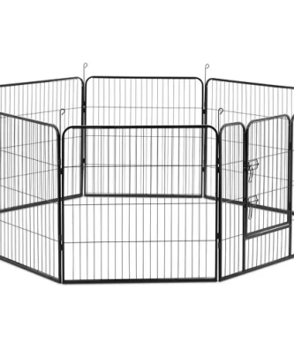 Enclos pour chien - avec porte - 8 segments modulaires - 81 cm de haut