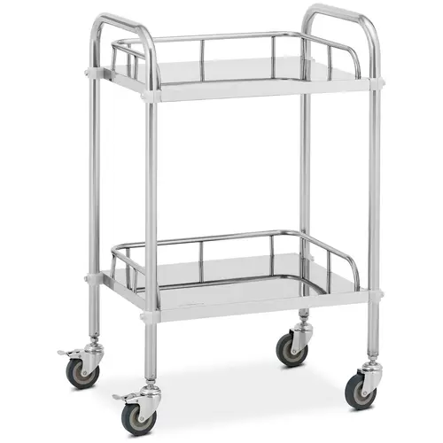 Chariot médical - inox - 2 tablettes de 45 x 36 x 2,5 cm - 20 kg