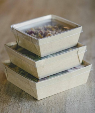 Barquette carton ingraissable avec couvercle 15 x 15 x 5,5 cm - par 20