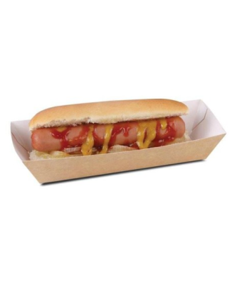 Barquette kraft brun sans couvercle pour hot dog 730 ml - par 1000