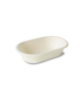 Barquette ovale 320 ml biodégradable en bagasse 18 x 11 x 4,3 cm - par 50