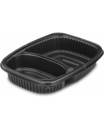 Barquette plastique noire 2 compartiments Cookipack 1250 ml - par 320