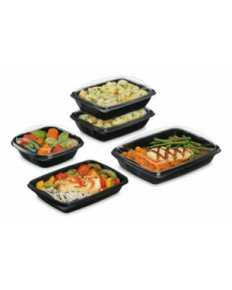 Barquette plastique noire avec couvercle Deliverypack 500 ml - par 30