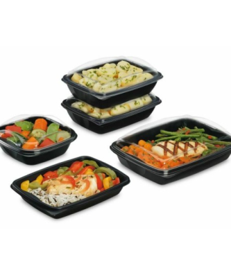 Barquette plastique noire avec couvercle Deliverypack 750 ml - par 30