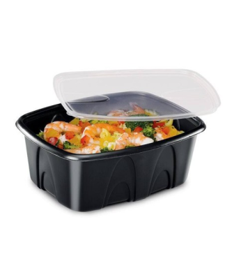 Barquette plastique noire avec couvercle indépendant Archipack 1000 ml - par 480