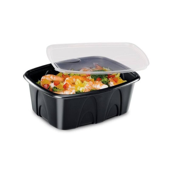 Barquette plastique noire avec couvercle indépendant Archipack 1000 ml - par 480
