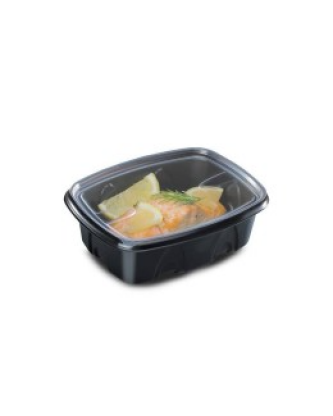 Barquette plastique noire avec couvercle indépendant Archipack 375 ml - par 480