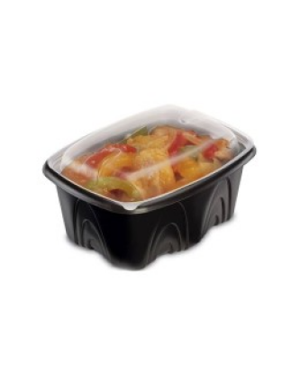 Barquette plastique noire avec couvercle indépendant Archipack 500 ml - par 480