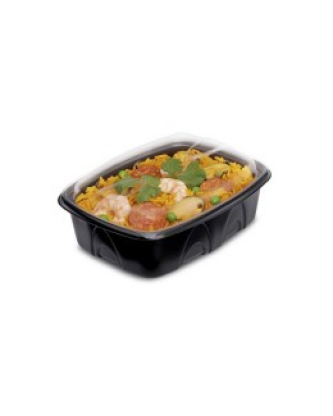 Barquette plastique noire avec couvercle indépendant Archipack 750 ml - par 480