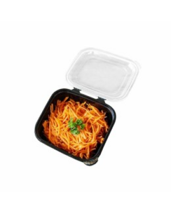 Barquette plastique PP noir 370 ml avec couvercle - par 50