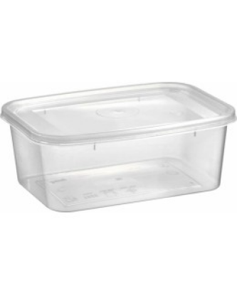 Barquette plastique PP transparente avec couvercle 375 ml - par 500