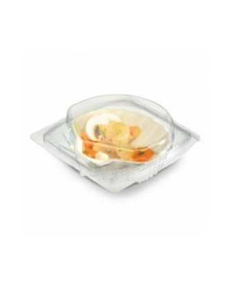 Barquette plastique transparente 1 coquille saint-jacques avec couvercle - par 300