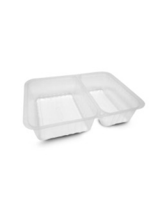 Barquette plastique transparente 2 compartiments scellable Alphacel 1520 ml - par 420